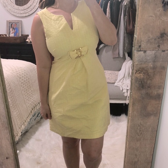 Julia Jordan size 10 sunshine yellow cotton blend shift dress - Picture 3 of 9